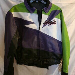 Vintage 90s Kawasaki Ninja Men's Size large Leather Jacket Motorcycle Racing